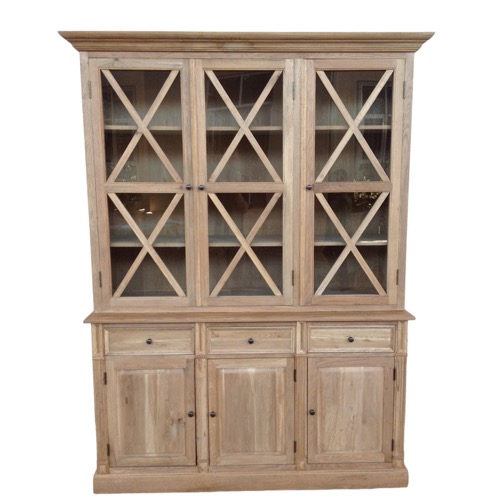 3-Door Weathered Oak Cabinet