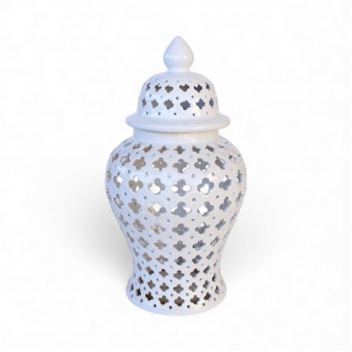White Cut Out Ginger Jar