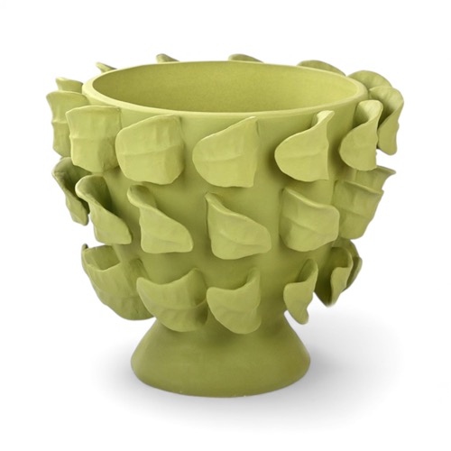 Green Planter Porcelain with Leaves