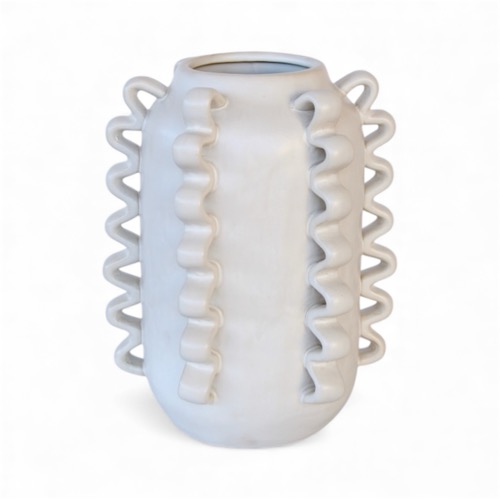 Large Off White Pleated Jar