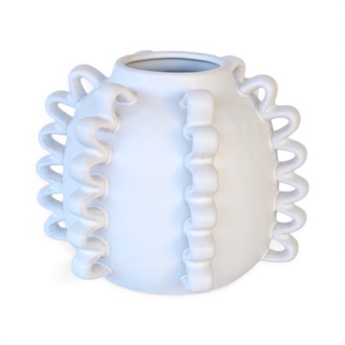 Medium Off White Pleated Jar