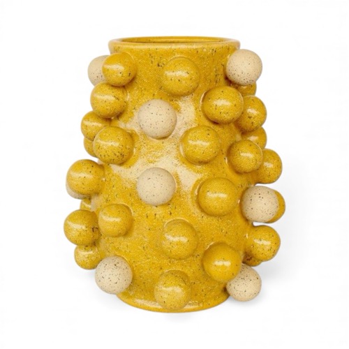 Yellow & Cream Speckled Ball Vase