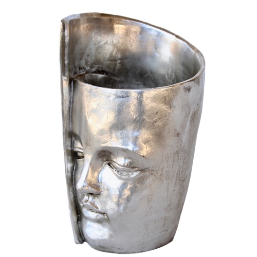 Large Silver Twisted Face Planter