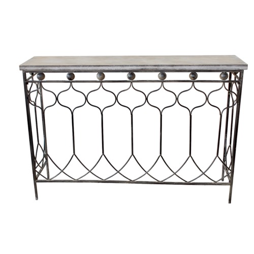 Metal & Wooden Top Console Table