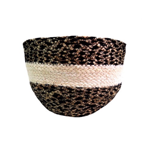 Natural & Black Woven Jute Basket