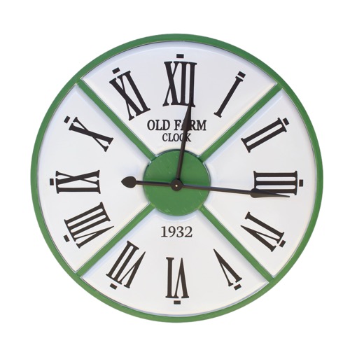 XL Green & White Enamel Clock