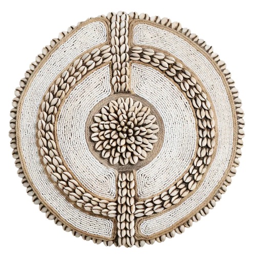 Cowry Shell With White Beaded Shield