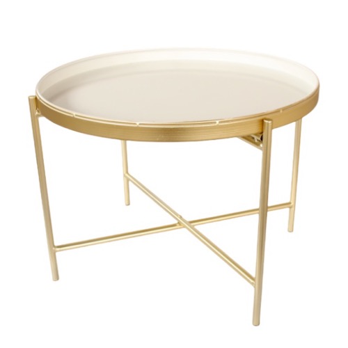 White & Gold Enamel Side Table