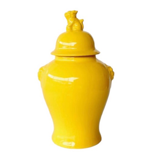 Large Yellow Ginger Jar Dog Lid
