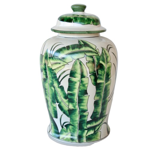 Large Banana Leaf Ginger Jar