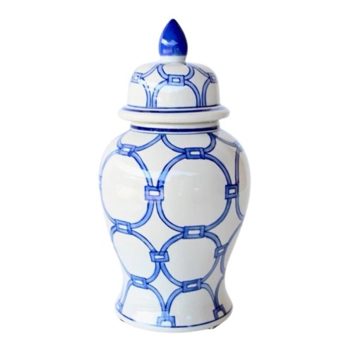 Medium Blue & White Circle Ginger Jar