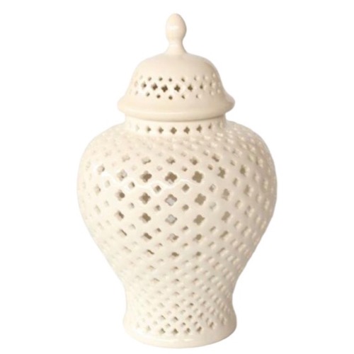 Small White Cut Out Ginger Jar