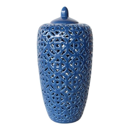 Tall Navy Cut Out Ginger Jar