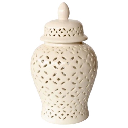 White Cut Out Ginger Jar