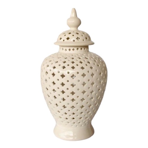 White Large Cut Out Ginger Jar