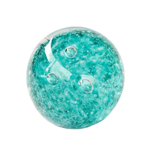 Large aqua glass paperweight