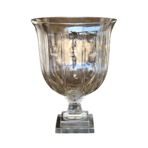 Large glass candle holder on foot