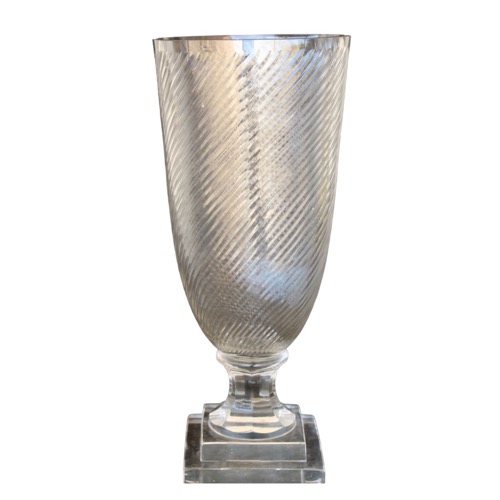 Large Swirl Cut Glass Candle Holder