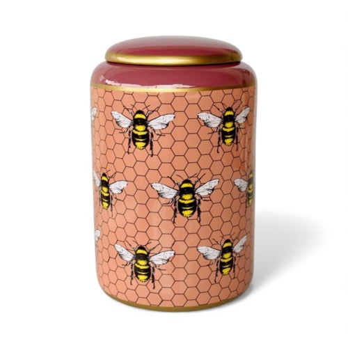 Pink Honey Comb Bee Ginger Jar