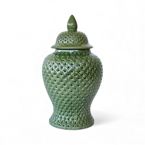 Dark Green Cut Out Ginger Jar