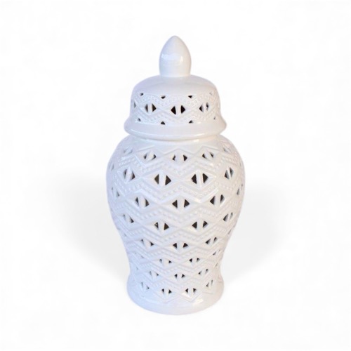 Large White Cut Out Ginger Jar