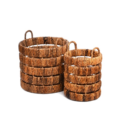 Set of 2 Hard Woven Baskets