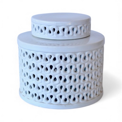 Small White Cut Out Ginger Jar