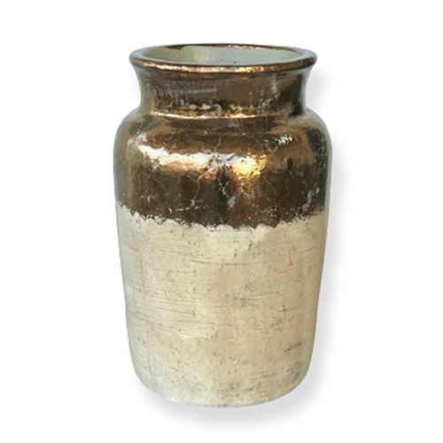 Large Wide Neck Copper Ceramic Planter