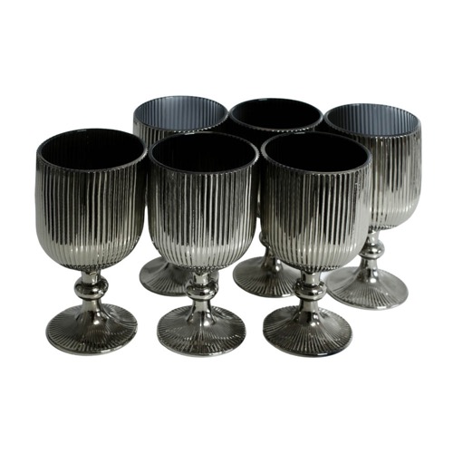 Wine Glass Box of 6 - Black Line Pattern