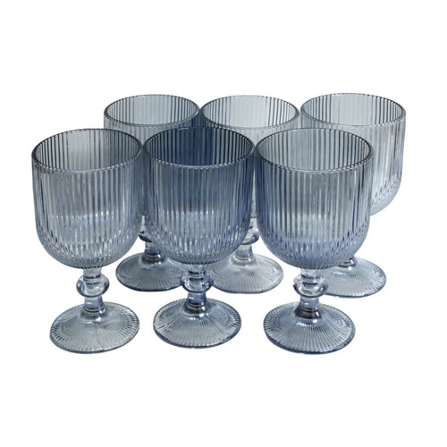 Wine Glass Box of 6 - Blue Line Pattern