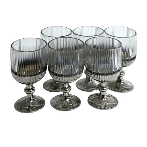 Wine Glass Box of 6 - Two Tone Line Pattern