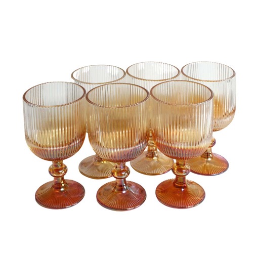 Wine Glass Box of 6 - Two Tone Line Pattern