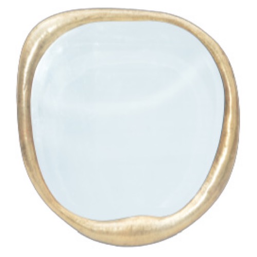 Organic Antique Gold Round Mirror