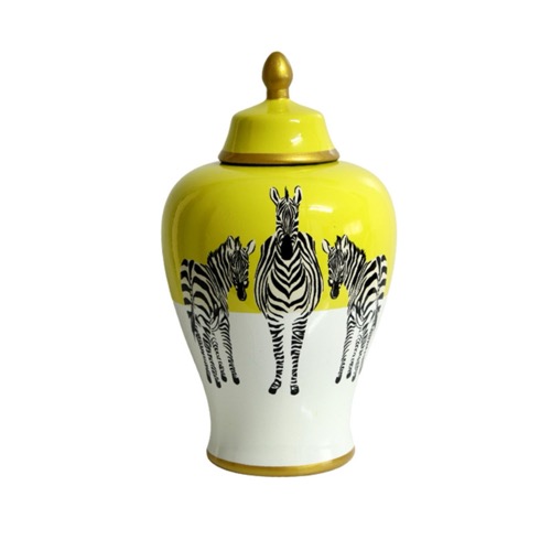 Small Half Yellow & Zebra Ginger Jar