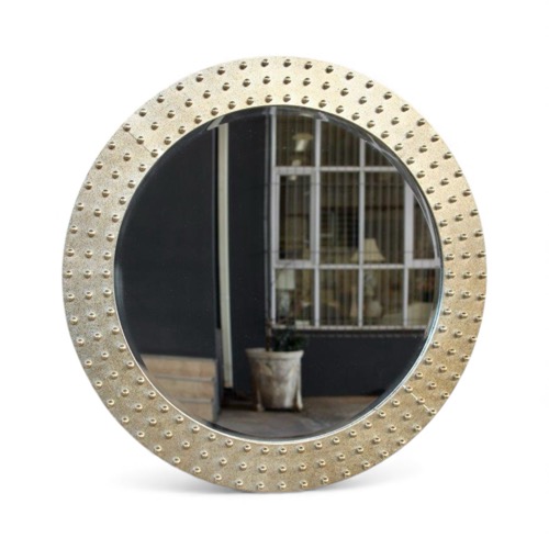 Round Pale Gold Mirror With Bobbles