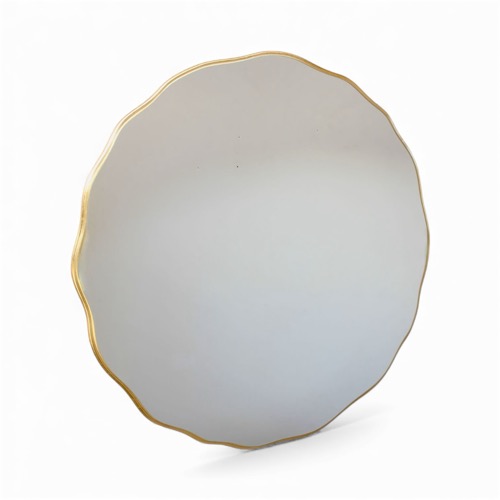 Round Scallop Gold Frame Mirror