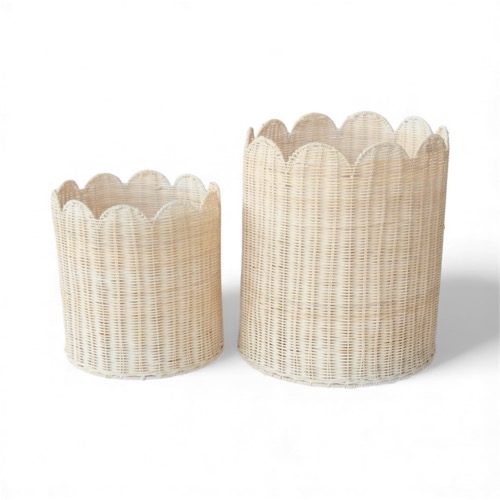 Set of 2 Rattan Scallop Baskets