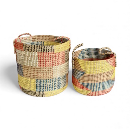 Set of 2 Seagrass Multi Colour Baskets