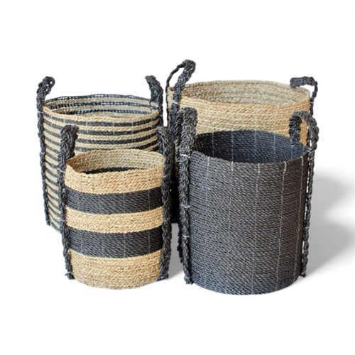 Set of 4 Black & Natural Baskets